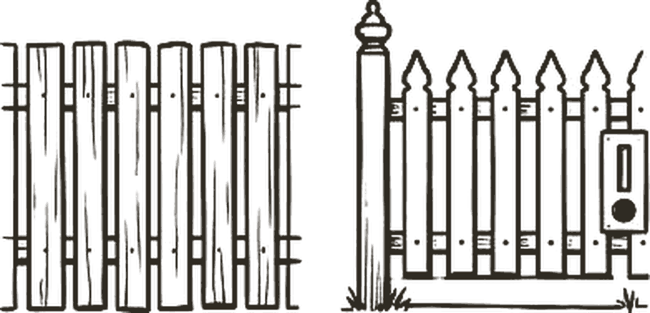 Hand drawn paling and picket fences